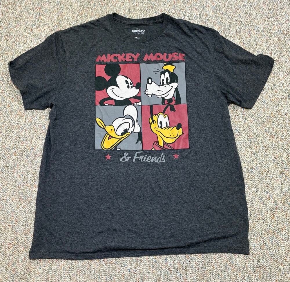 Disney Mickey Mouse & Friends T-Shirt Mens Size XL Charcoal Graphic